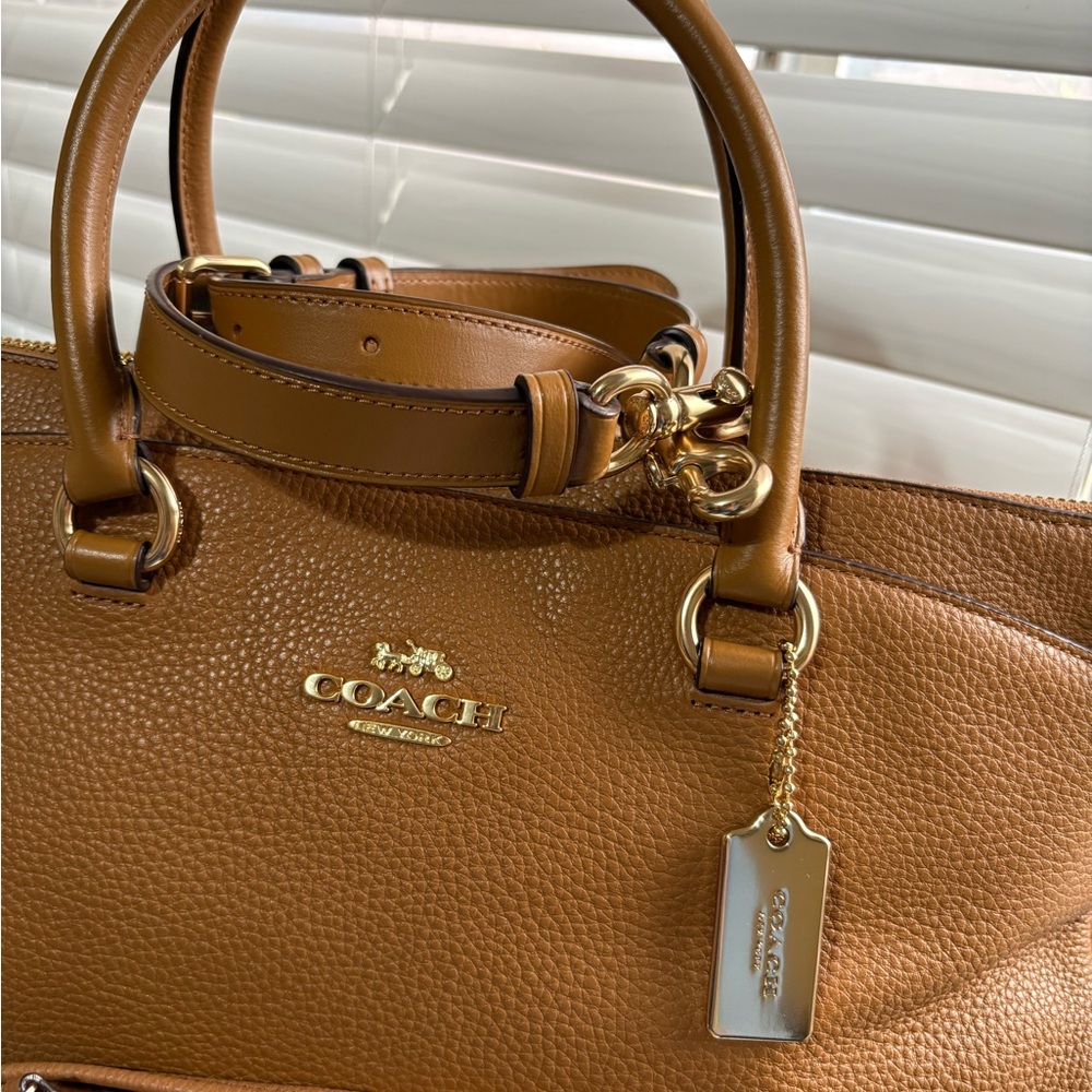 Coach Pebbled Leather Satchel and Wristlet in Brown - Picture 2 of 12